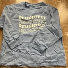 青色 プリント入り 長袖カットソー M