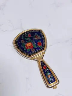 花柄装飾の扇形ミラー