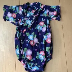 ベビー甚平 花柄 ネイビー