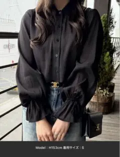 新品　キャンディースリーブブラウス　シアー素材　透け感あり　大人可愛い　きれいめ