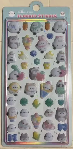 フロッキーシール　ふわふわ　もふもふ　立体シール　ぷっくり　シマエナガ