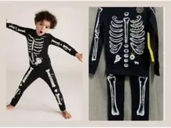 子供服 光るパジャマ 長袖 仮装 コスプレ ハロウィン 130サイズ骨柄