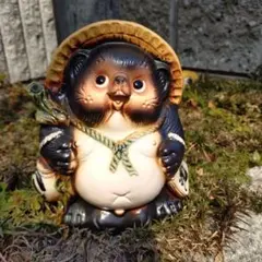 新品 陶器 傘立て 難有 タヌキ 狸 たぬき 置物 縁起物 オブジェ 和風