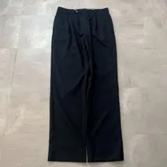 90sVINTAGE2タックワイドスラックスW33ダークネイビードレスパンツ