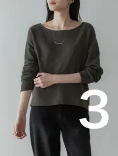 crewre 2wayラフインレーボートネックロンT khaki