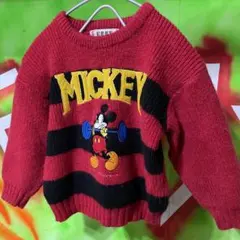 1995年 ミッキー 刺繍ニット ボーダー ヴィンテージ ディズニー