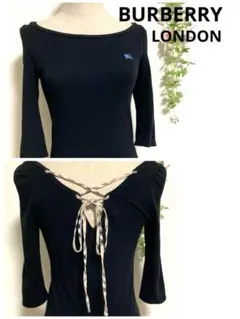 バーバリーブルーレーベル　バックリボンノバチェック ホース刺繍　カットソー黒38