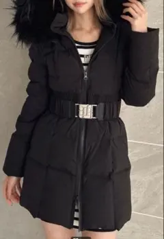 GYDA GYGYベルト付きロングダウンコート