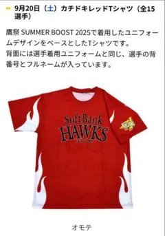 ソフトバンクホークス　カチドキレッドＴシャツ　大関　47
