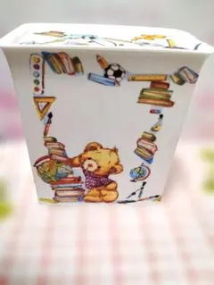 デコパージュ　卓上ゴミ箱　収納ボックス　お勉強くまちゃん