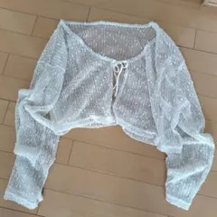 GRL グレイル　ホワイト メッシュ ショート丈 カーディガンのサムネイル