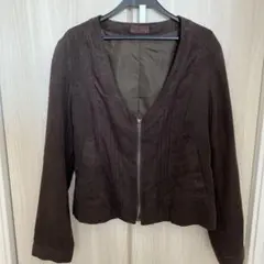 ブラウン スエード風 ジャケット Vネック　PROFILE