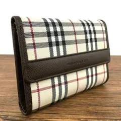 美品 BURBERRY 三つ折り財布 バーバリーチェック ベージュ 360のサムネイル