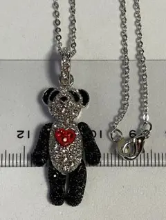 キラキラ、パンダ、ペンダント ネックレス シルバー