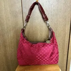 MICHEL KLEIN 赤 クロスパターン ショルダーバッグ