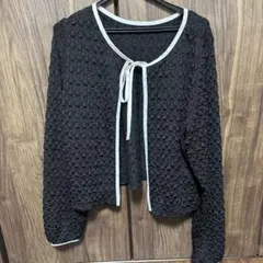 値下げ！リボン付き黒長袖カーディガン