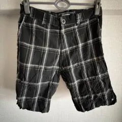 オーシャンカレント チェック パンツ ストレート裾 30 黒白 混紡 普段着