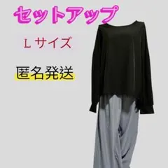 【即日発送】レディース セットアップ 長袖トップス＆ワイドパンツ Lサイズ