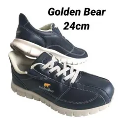 【美品】Golden Bear スニーカー 24cm ネイビー 撥水 EEEEのサムネイル