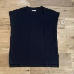 GLOBAL WORK リブ　ブラック ノースリーブ M