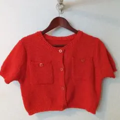 EPIMI E'PIMMY　赤　ポケット付　半袖コンパクトカーディガンのサムネイル