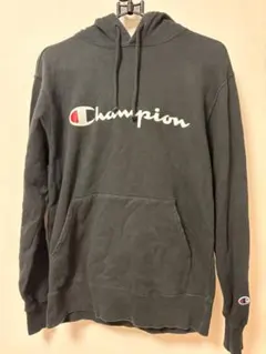 Champion ブラック フード付きパーカー