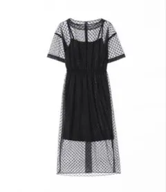 kaene ドット柄シースルー半袖ワンピース
