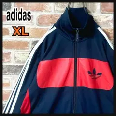 《人気》adidas アディダス　トラックジャケット　トレフォイルロゴ　XL 紺のサムネイル