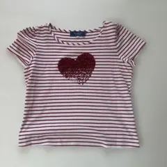 M S GRACY 美品 ハートスパンコールストライプ Tシャツ 38のサムネイル