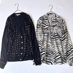 【希少2点セット】ジューシークチュール　スタッズカーディガン ゼブラ柄ブラウスのサムネイル
