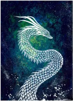 「光の龍神」開運絵画 原画 アクリル画 龍 龍神 昇龍 龍ノツカイ 原画 「満ちる月、滝に遊ぶ白龍」 開運絵画 龍神 龍 龍ノツカイ - メルカリ