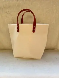 普通サイズ？帆布トートバッグ@w 革持ち手　ハンドメイド