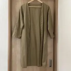 ロングカーディガン　 コート　カーキ 春 秋 カーキ シンプル