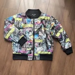 薄手アウター　黒　カラフル　総柄　ブルゾン　ジャケット 130