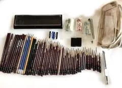 鉛筆大量セット 55本 文房具まとめ 消しゴム ケース付き お得　デッサン