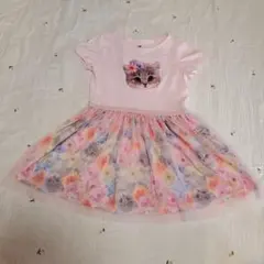 H&M 猫顔プリント ワンピース 3/4T