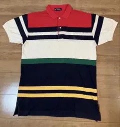90s nautica 半袖ポロシャツ マルチカラー ボーダー HIP HOP