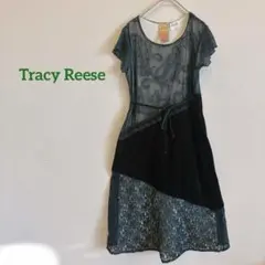 美品✨ レア半袖 ひざ丈 ワンピース ダークグリーン ブラック ドレス 発表会