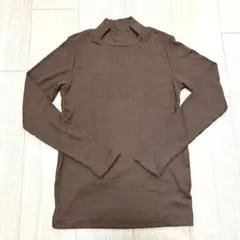【ユニクロ】薄手ブラウンリブ編みタートルネックセーター Sサイズ
