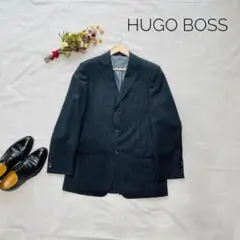 美品　HUGOBOSS　テーラードジャケット　ダークグレー　ストライプ　M～Lのサムネイル