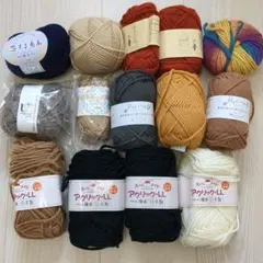 アクリル、コットン、メリノウール毛糸詰め合わせセット