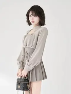 Darich ドッキングコルセットプリーツミニワンピース FL グレー