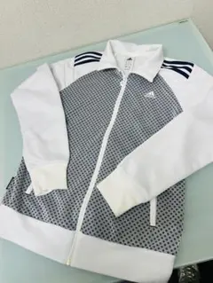 春物★adidas ジップアップジャケット M ホワイト/グレー