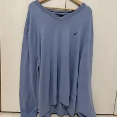 NAUTICA V-Neck Knit Sweater 3XL Blueのサムネイル