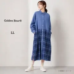 Golden Bear 長袖　シャツワンピース　チェック柄 LL 綿100%のサムネイル