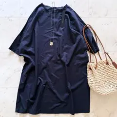 ✨美品✨石見銀山 群言堂 登美 リネン100% ワンピース チュニック 濃紺 