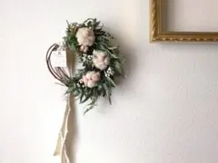 コットンフラワーとユーカリのハーフリース ナチュラル ミルクティーブラウン