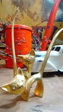 猫のオブジェ 2体セット