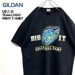 US古着GILDAN半袖プリントロゴTシャツカレッジロゴブラックy2k【i96】