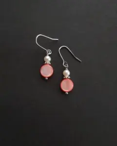 淡水パールとシェルのピアス/樹脂フック/樹脂ノンホール/サージカルステンレス